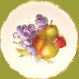 (5) Fruit Handpainted gold edged porcelai salad plates Schumann Arzbery Germany